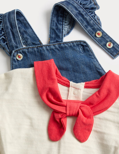 Pamuklu Denim Elbise Takım