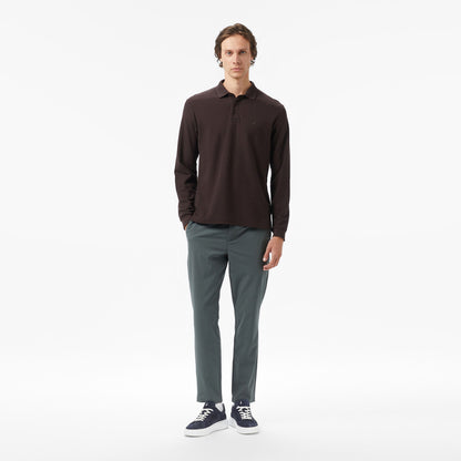 Nautica Erkek Kahverengi Classic Fit Uzun Kollu Polo Yaka T-shirt