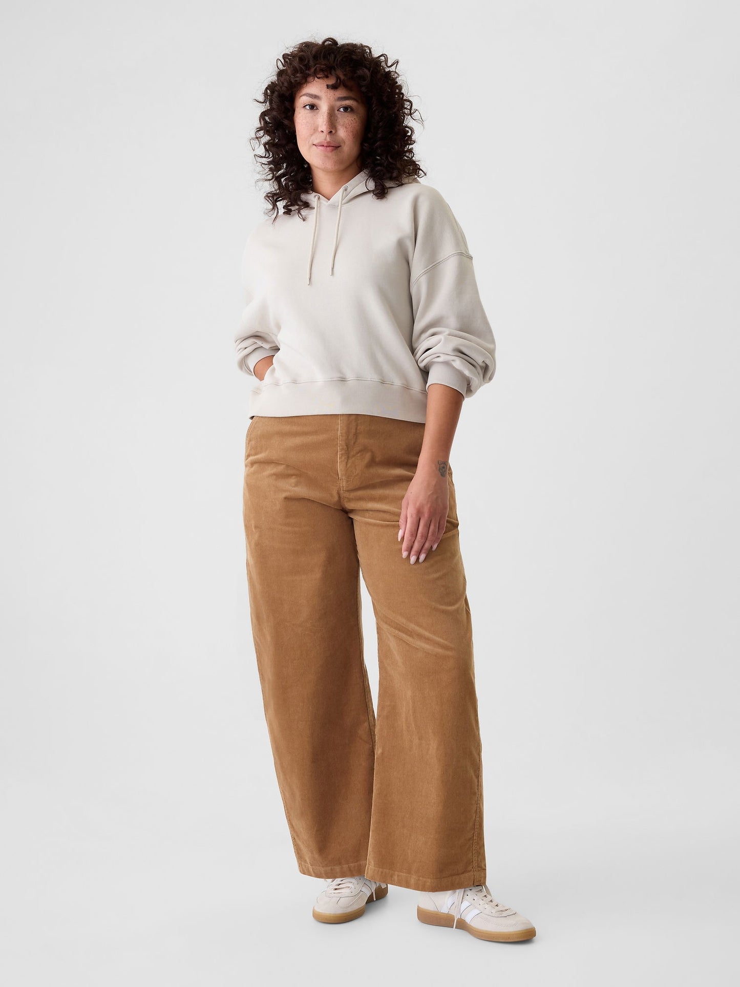Kahverengi High Rise Kadife Tapered Ankle Pantolon