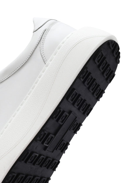 Erkek Beyaz Bağcıklı Kalın Tabanlı Deri Sneaker