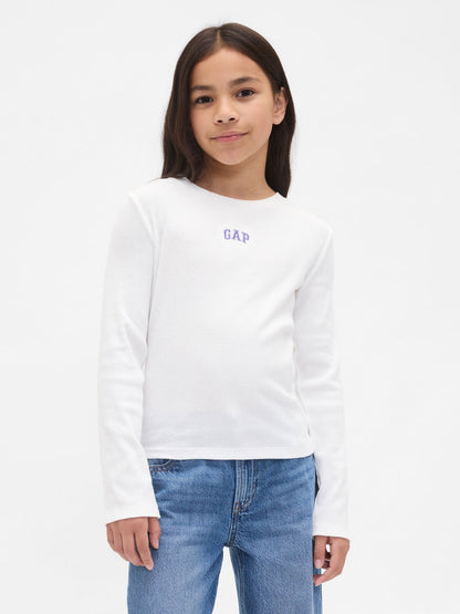 Beyaz Örgülü Gap Logo T-shirt