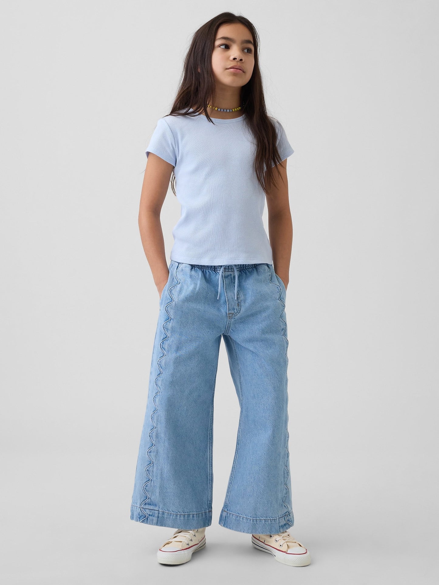 Açık Mavi High Rise Stride Easy Wide-leg Ankle Jean Pantolon