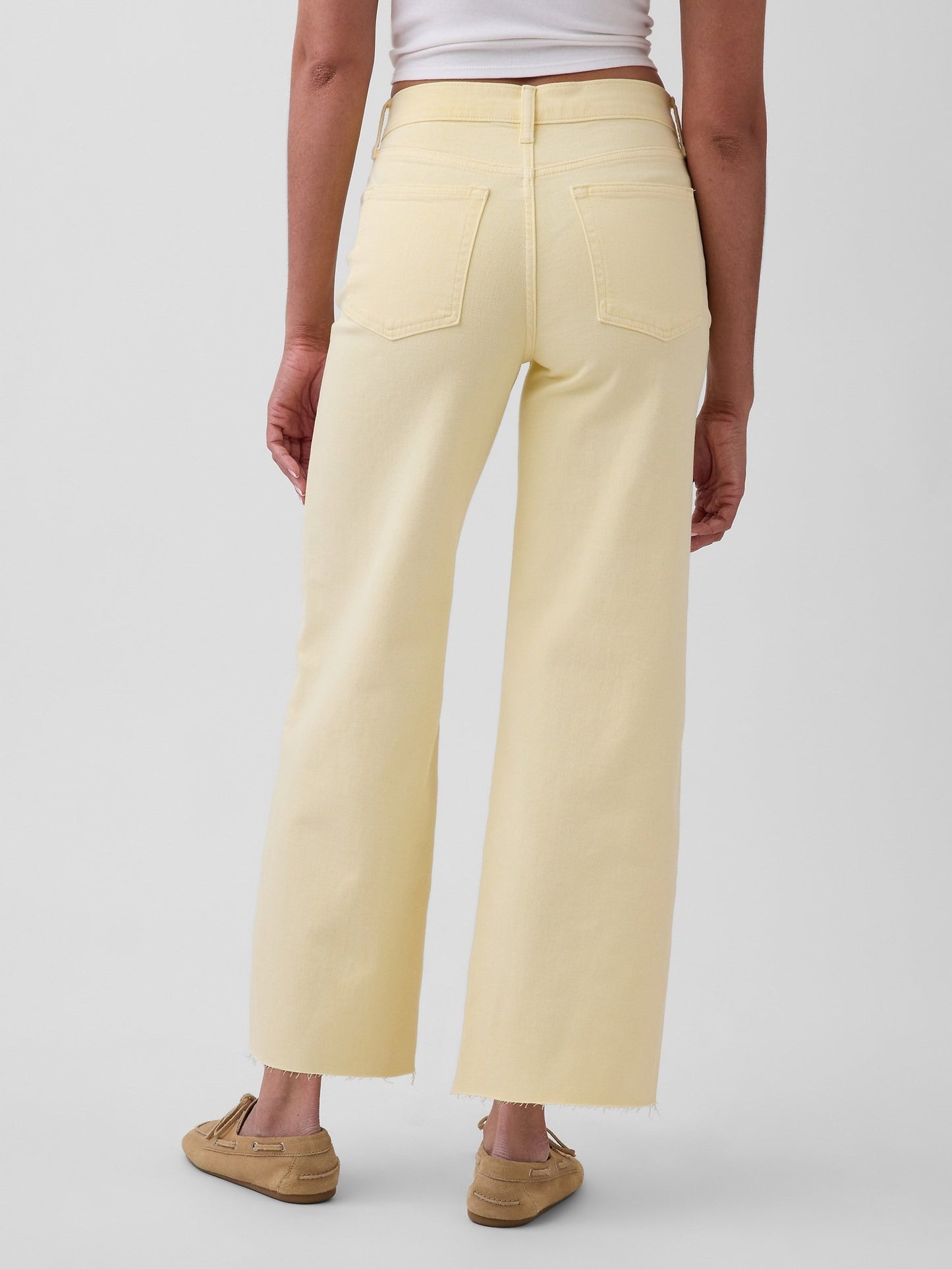 Sarı High Rise Stride Wide-leg Ankle Jean Pantolon