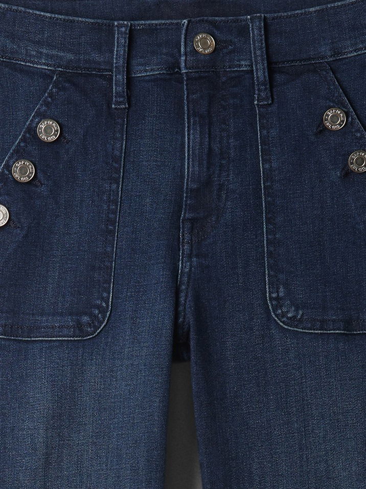 Lacivert Mid Rise Bootcut Jean Pantolon