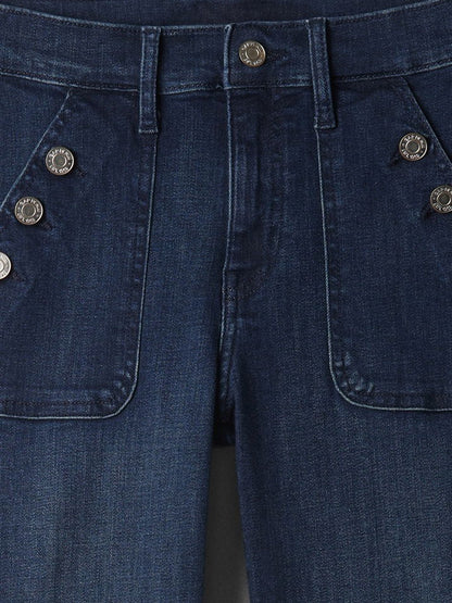 Lacivert Mid Rise Bootcut Jean Pantolon