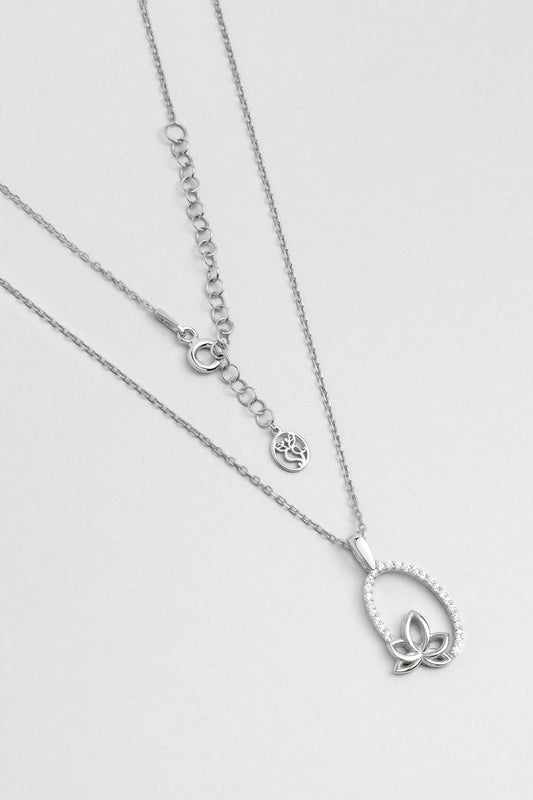 Nilüfer 18 Ayar Beyaz Altın Kaplama 45 Cm Gümüş Kolye 1113520199