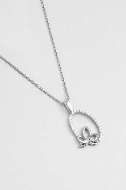 Nilüfer 18 Ayar Beyaz Altın Kaplama 45 Cm Gümüş Kolye 1113520199