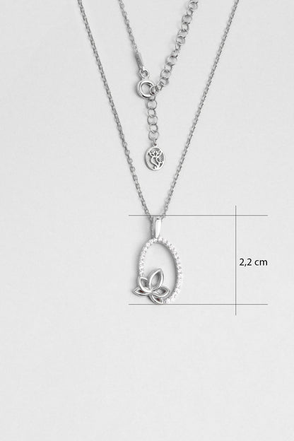 Nilüfer 18 Ayar Beyaz Altın Kaplama 45 Cm Gümüş Kolye 1113520199