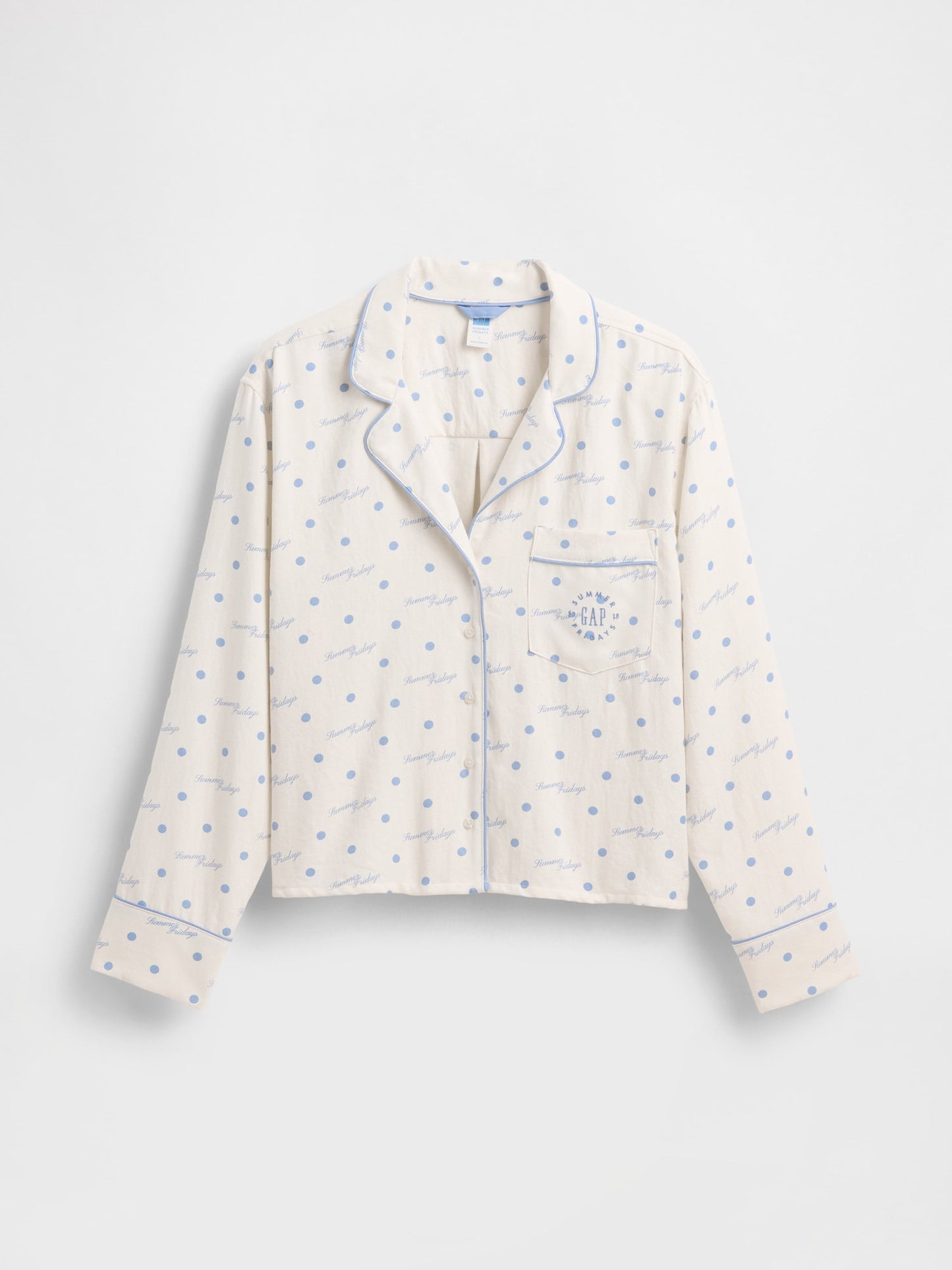 Kırık Beyaz Gap × Summer Fridays Relaxed Flannel Dotted Pijama Üstü