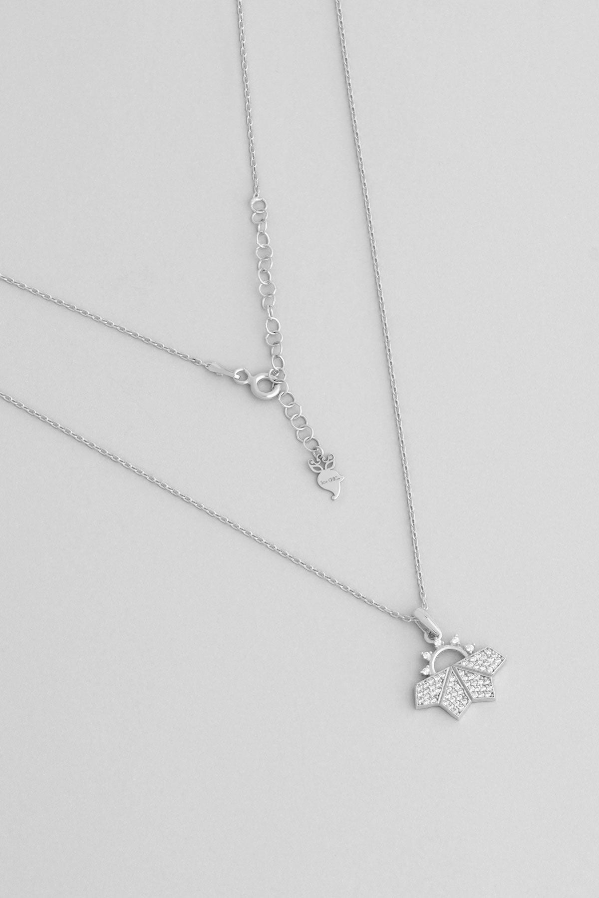 Güneş Tanrıçası 18 Ayar Beyaz Altın Kaplama 45 Cm Gümüş Kolye 1118540199