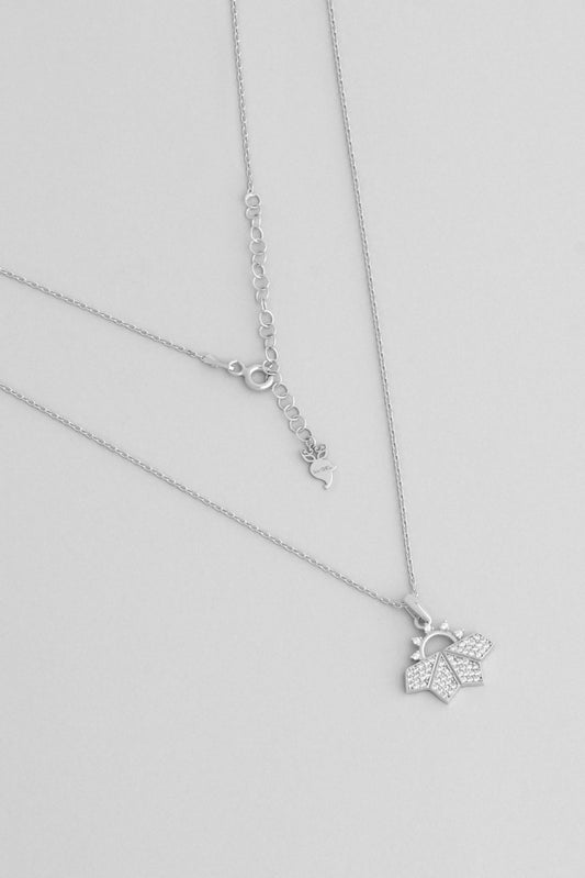 Güneş Tanrıçası 18 Ayar Beyaz Altın Kaplama 45 Cm Gümüş Kolye 1118540199