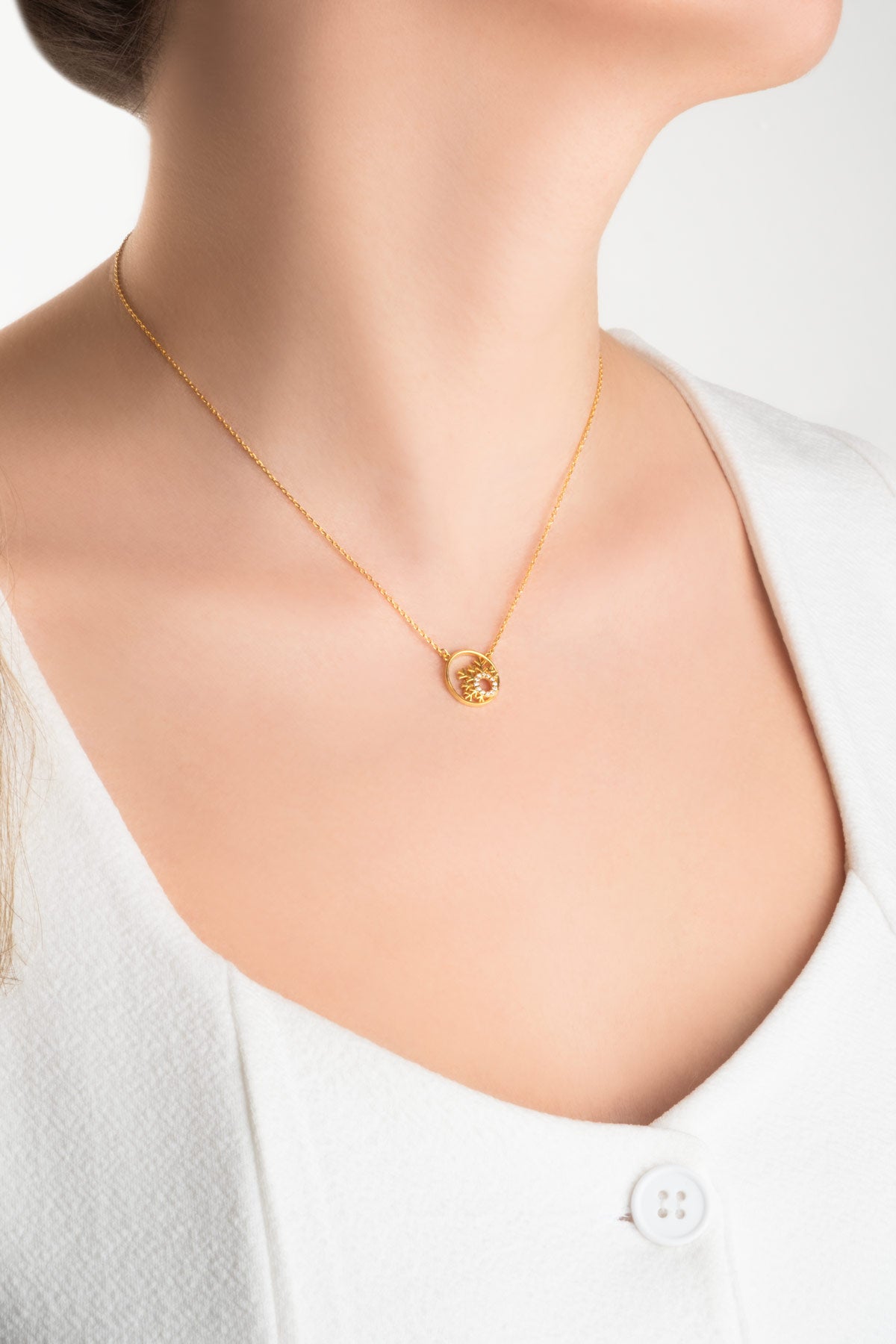 Karlar Diyarı 18 Ayar Sarı Altın Kaplama 46 Cm Gümüş Minimal Kolye 1122010144