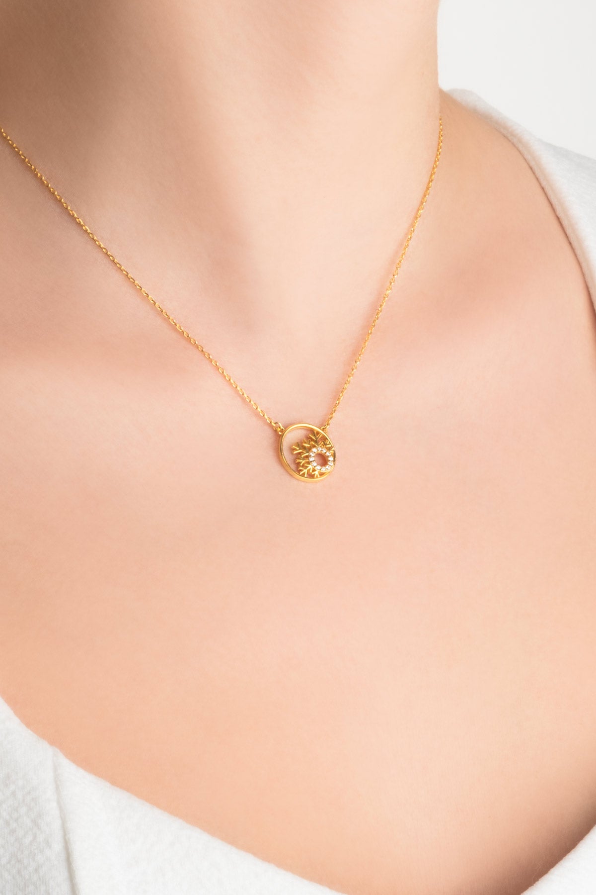 Karlar Diyarı 18 Ayar Sarı Altın Kaplama 46 Cm Gümüş Minimal Kolye 1122010144