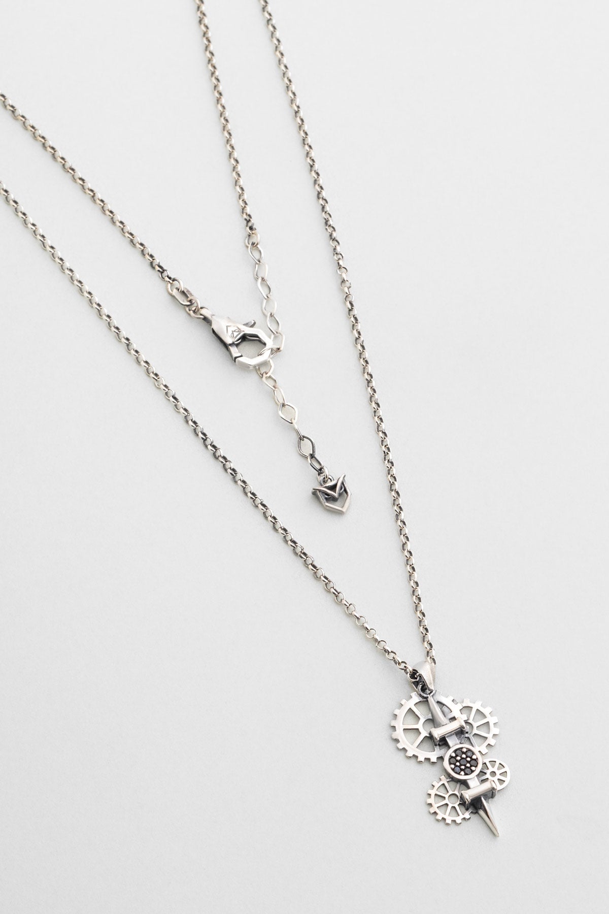 Mekanik Çark Ve Kılıç  65 Cm Gümüş Erkek Kolye 1123409999