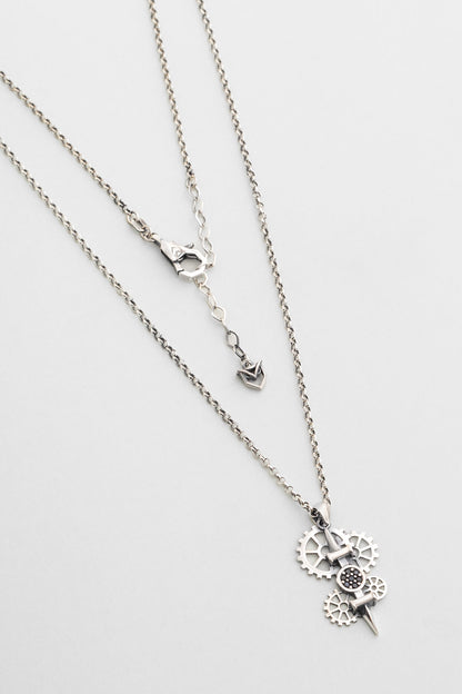 Mekanik Çark Ve Kılıç  65 Cm Gümüş Erkek Kolye 1123409999