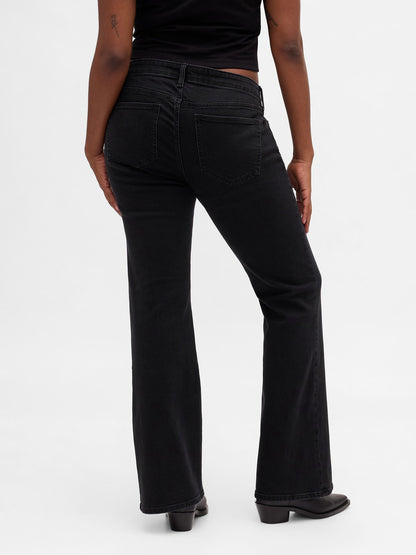 Siyah Low Rise Long & Lean Lace-up Jean Pantolon