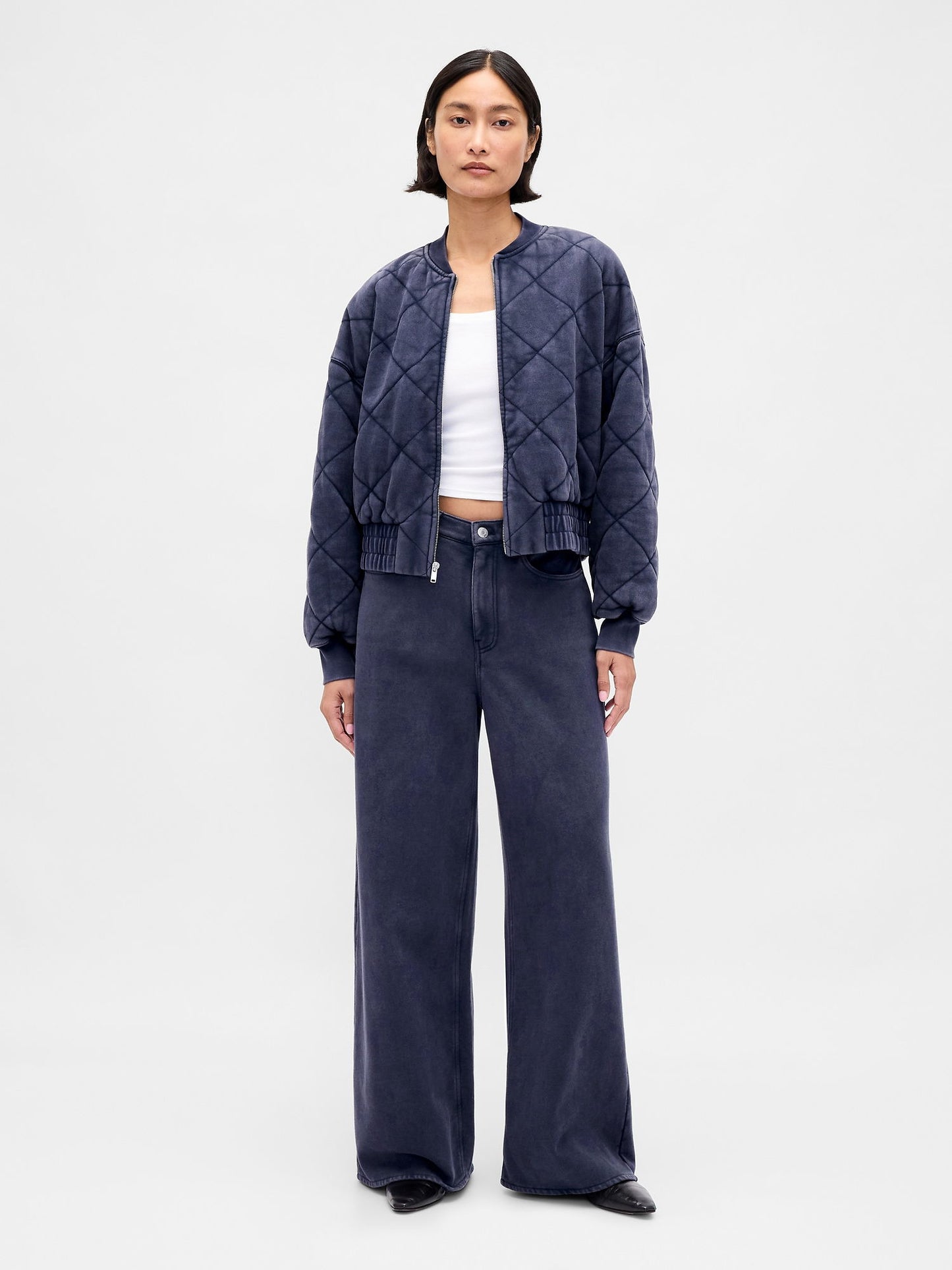 Lacivert Vintagesoft Yastıklı Bomber Ceket