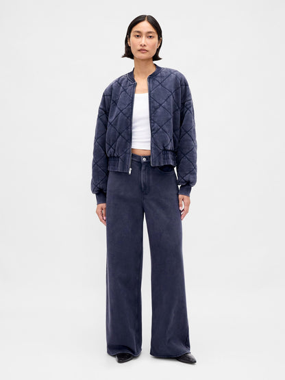 Lacivert Vintagesoft Yastıklı Bomber Ceket