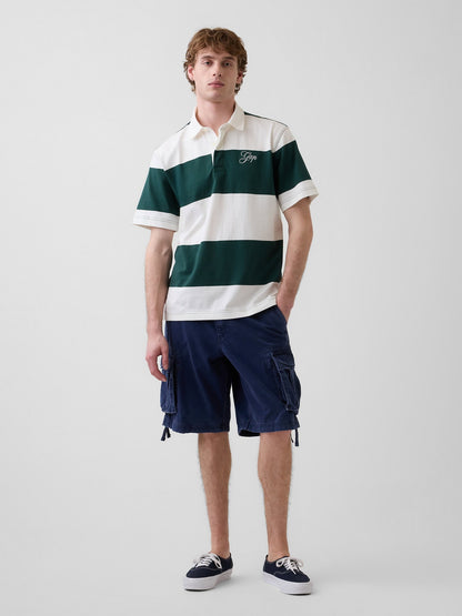 Koyu Yeşil Relaxed Gap Logo Rugby Polo T-shirt