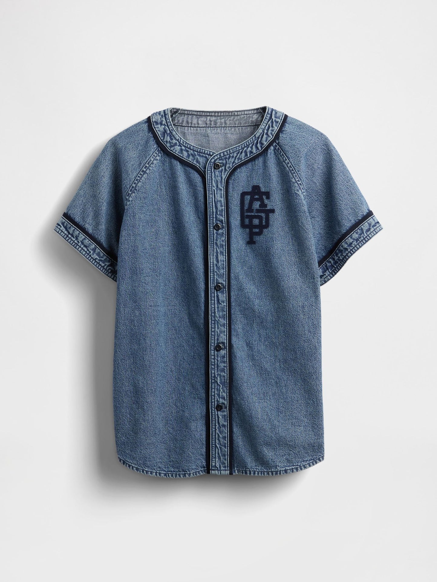 Denim Mavi Denim Gap Logo Beyzbol Jersey Gömlek