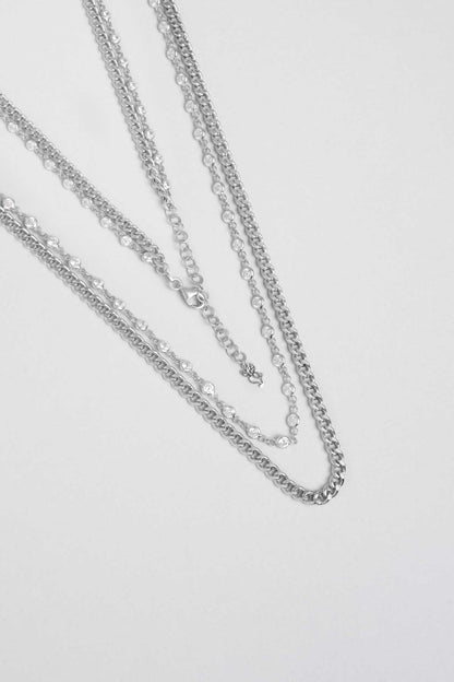 Luna 18 Ayar Beyaz Altın Kaplama 45 Cm  Gümüş Zincir Kolye 1161430199