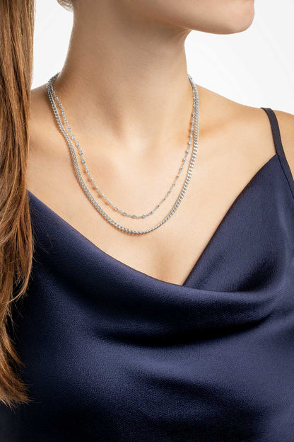 Luna 18 Ayar Beyaz Altın Kaplama 45 Cm  Gümüş Zincir Kolye 1161430199