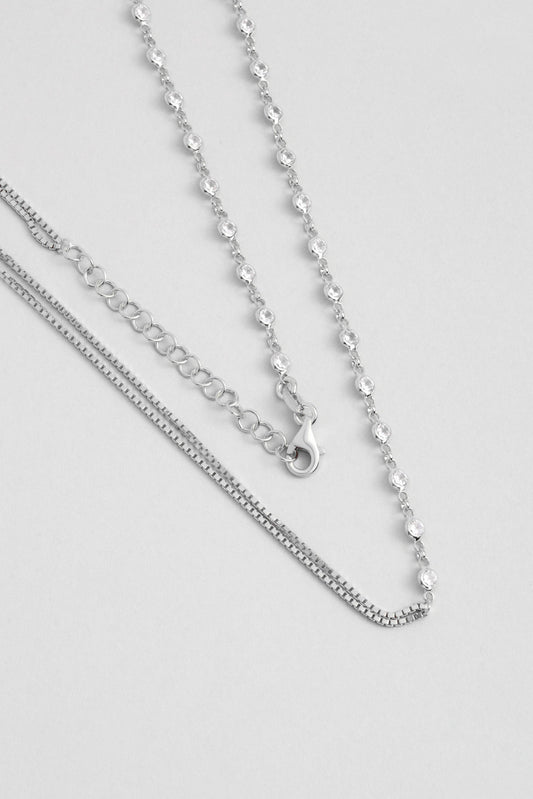 Minimal Tasarım 18 Ayar Beyaz Altın Kaplama 45 Cm Gümüş Kolye 1161460199