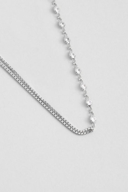 Minimal Tasarım 18 Ayar Beyaz Altın Kaplama 45 Cm Gümüş Kolye 1161460199