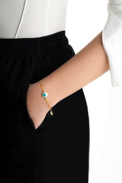 Ra'nın Gözü 18 Ayar Sarı Altın Kaplama 19 Cm Gümüş Bileklik 1161670144