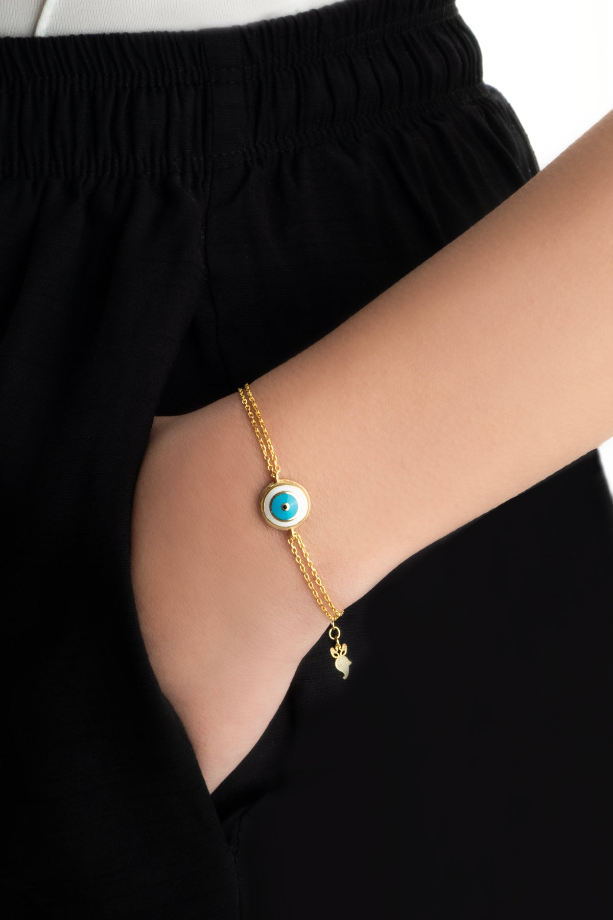 Ra'nın Gözü 18 Ayar Sarı Altın Kaplama 19 Cm Gümüş Bileklik 1161670144