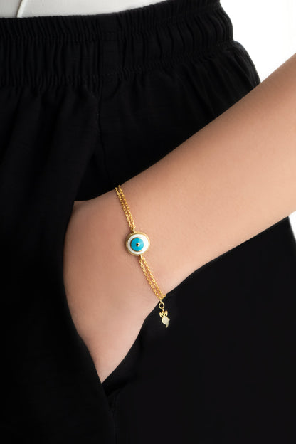 Ra'nın Gözü 18 Ayar Sarı Altın Kaplama 19 Cm Gümüş Bileklik 1161670144