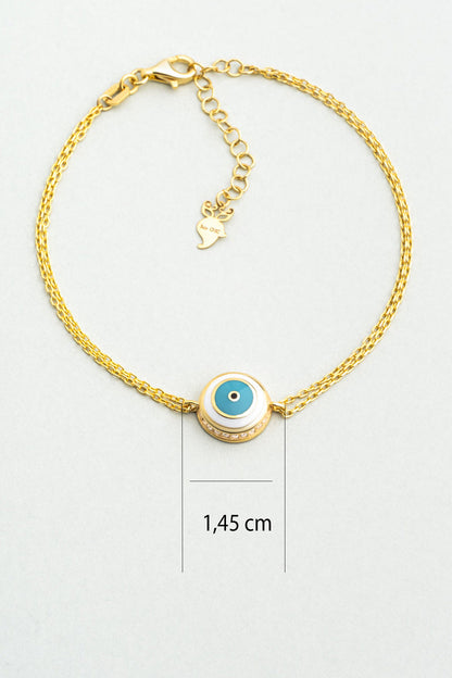 Ra'nın Gözü 18 Ayar Sarı Altın Kaplama 19 Cm Gümüş Bileklik 1161670144