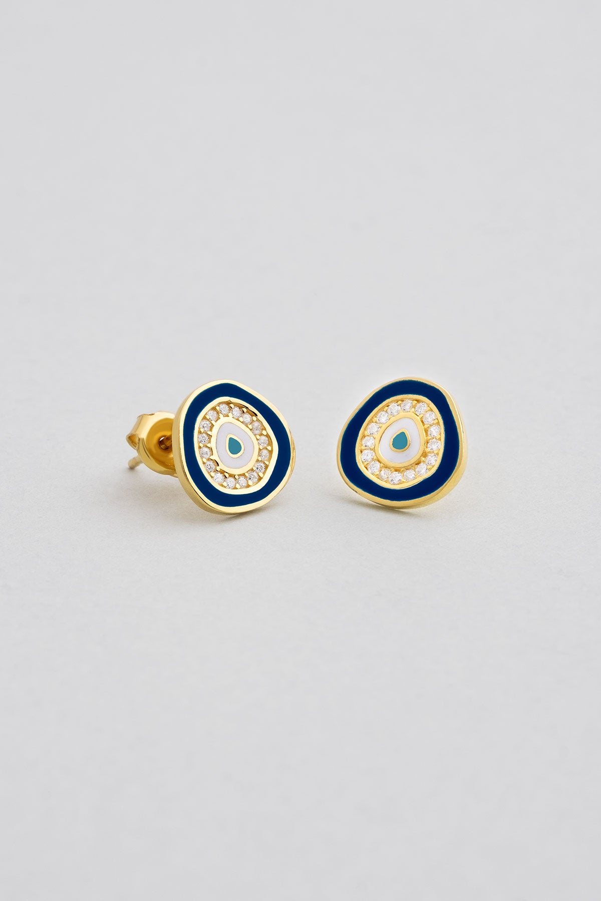 Horus'un Gözü 18 Ayar Sarı Altın Kaplama Gümüş Nazar Küpe 1162381244