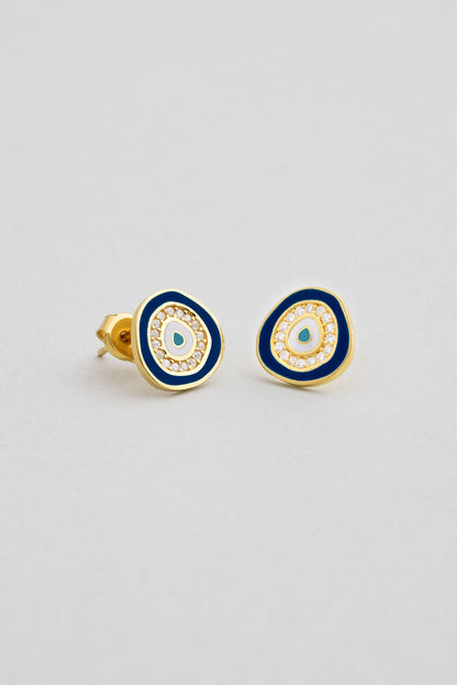 Horus'un Gözü 18 Ayar Sarı Altın Kaplama Gümüş Nazar Küpe 1162381244