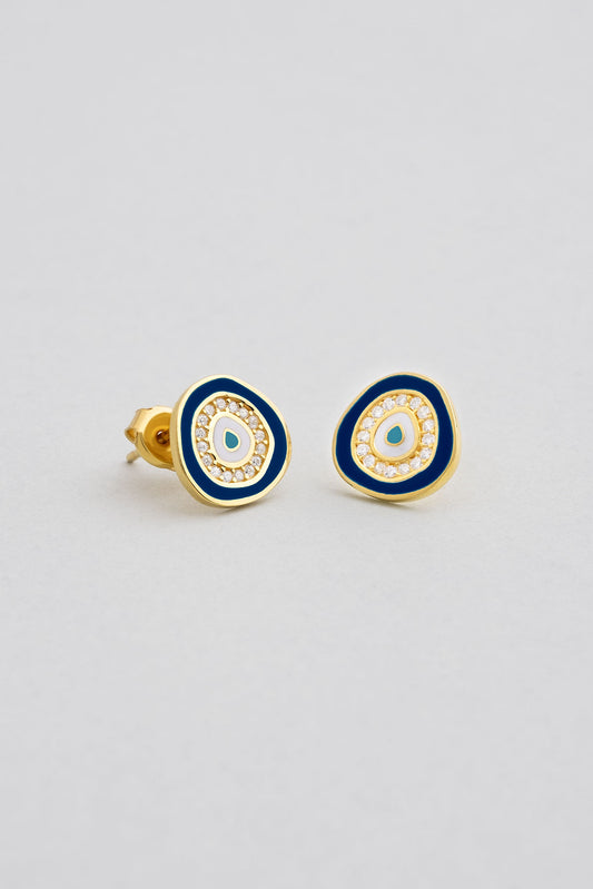 Horus'un Gözü 18 Ayar Sarı Altın Kaplama Gümüş Nazar Küpe 1162381244