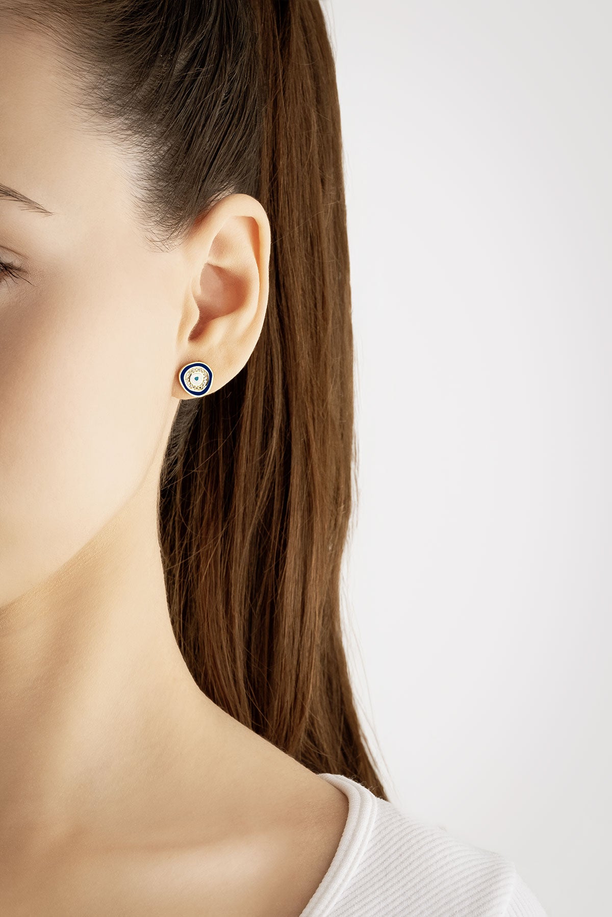 Horus'un Gözü 18 Ayar Sarı Altın Kaplama Gümüş Nazar Küpe 1162381244