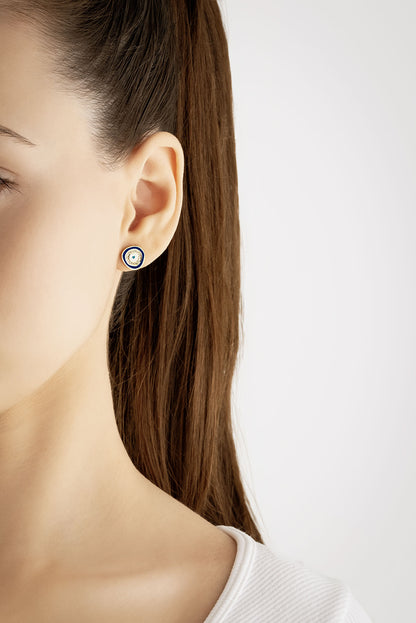 Horus'un Gözü 18 Ayar Sarı Altın Kaplama Gümüş Nazar Küpe 1162381244