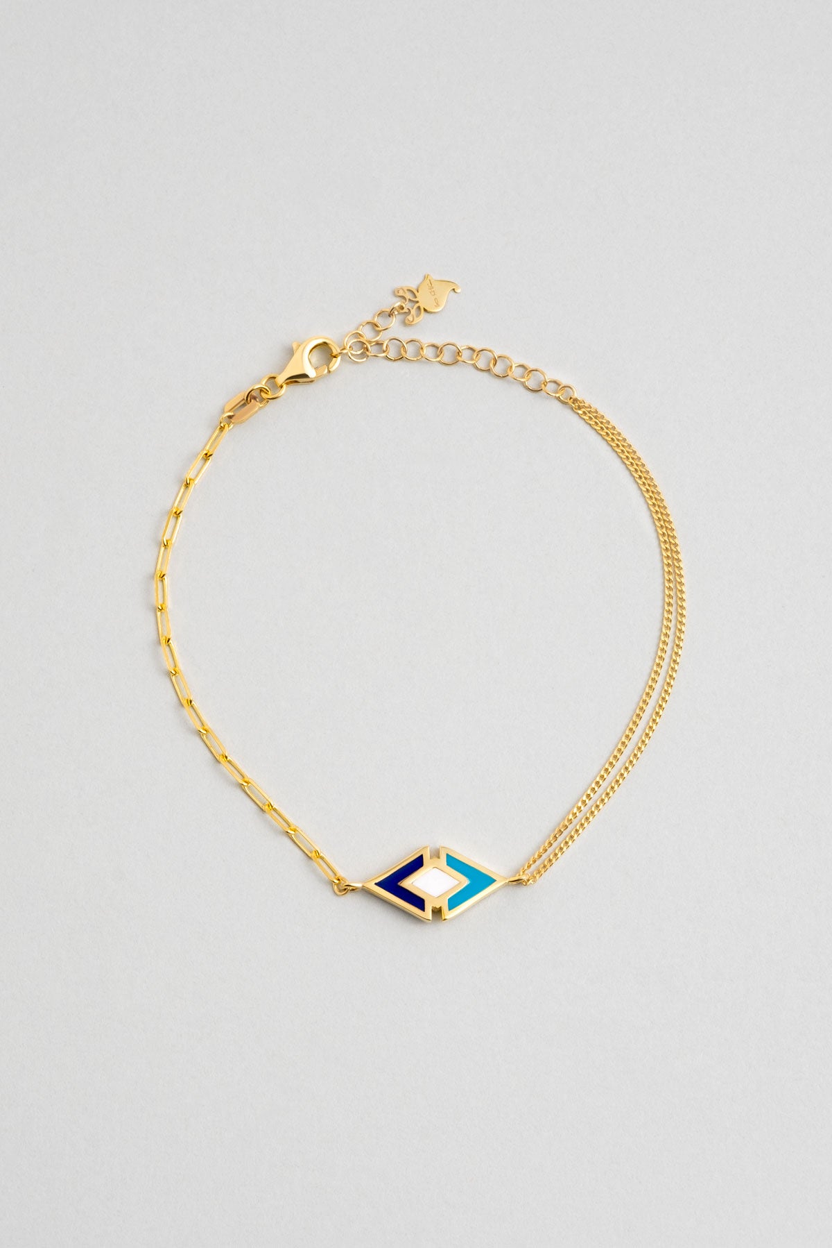 Nazar Ikonlu 18 Ayar Sarı Altın Kaplama 20 Cm Gümüş Şans Bilekliği 1165495744