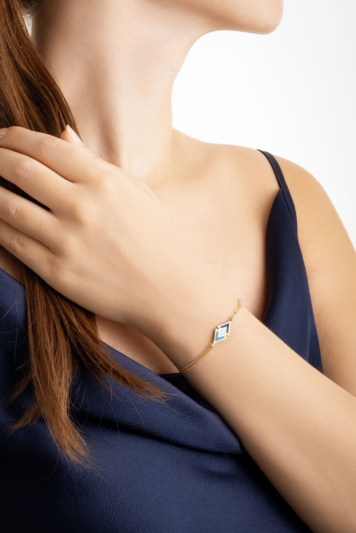 Nazar Ikonlu 18 Ayar Sarı Altın Kaplama 20 Cm Gümüş Şans Bilekliği 1165495744