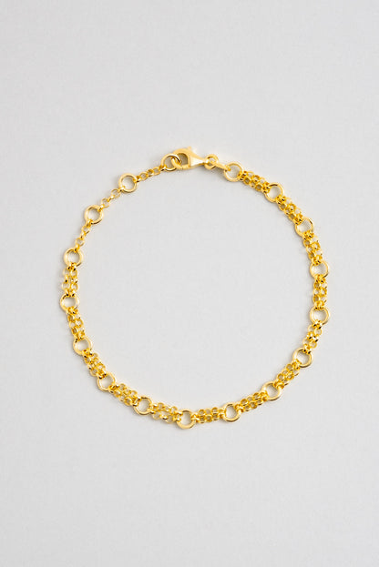 Klasik Stil Halka Detay 18 Ayar Sarı Altın Kaplama 20 Cm Gümüş Zincir Bileklik 1165794499