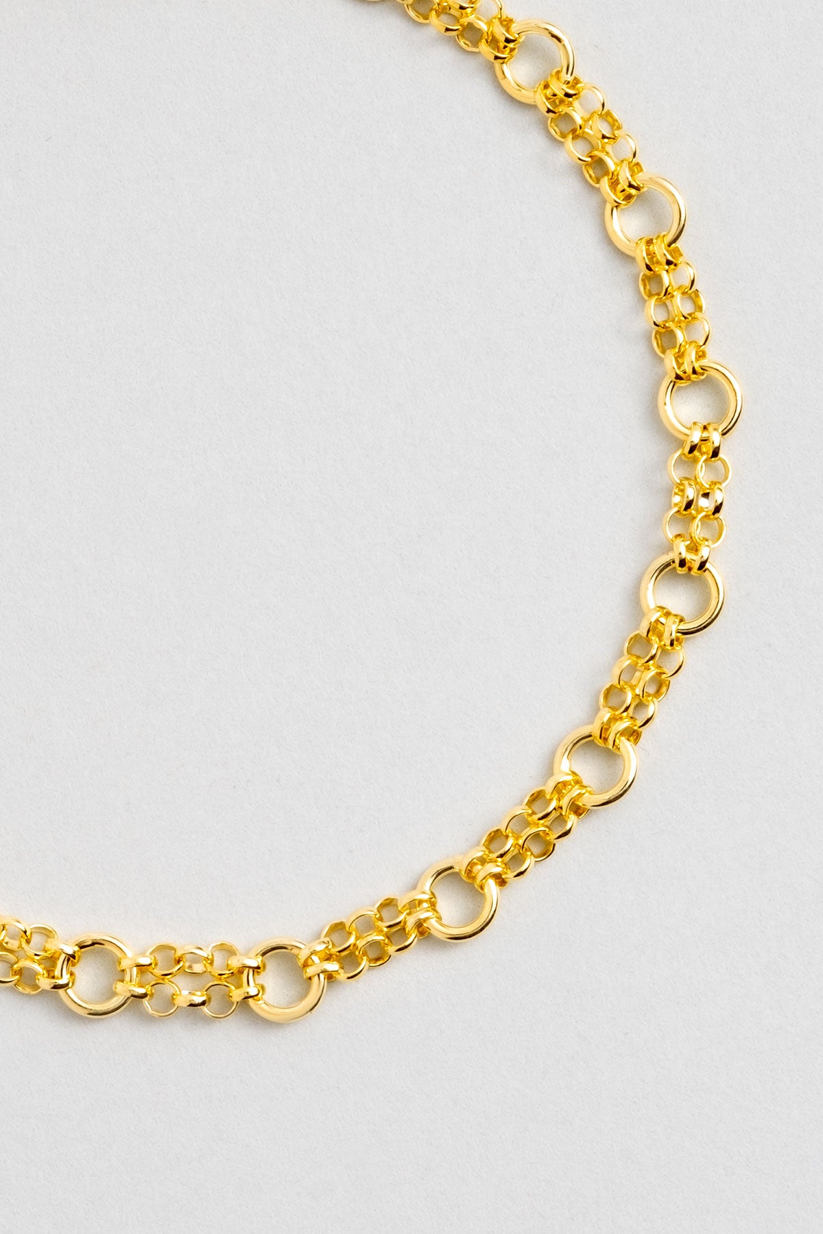 Klasik Stil Halka Detay 18 Ayar Sarı Altın Kaplama 20 Cm Gümüş Zincir Bileklik 1165794499