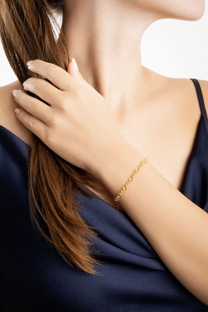 Klasik Stil Halka Detay 18 Ayar Sarı Altın Kaplama 20 Cm Gümüş Zincir Bileklik 1165794499