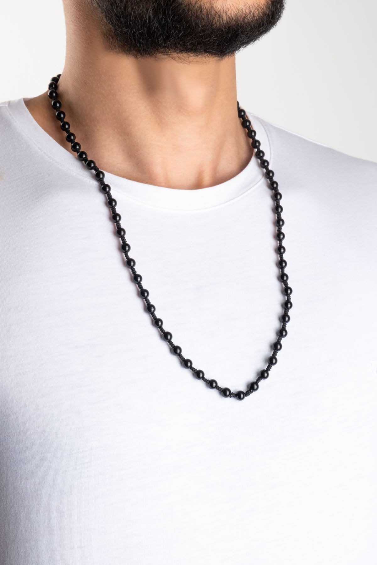 Oniks Taşlı 70 Cm Gümüş Erkek Kolye 1167352199