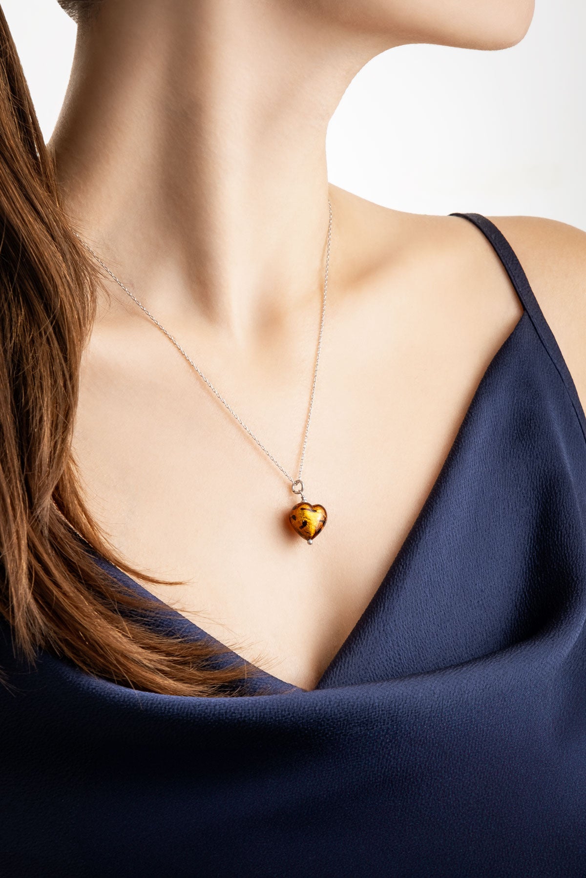 Gizemli Kalp 18 Ayar Beyaz Altın Kaplama Gümüş Kolye 1168411199