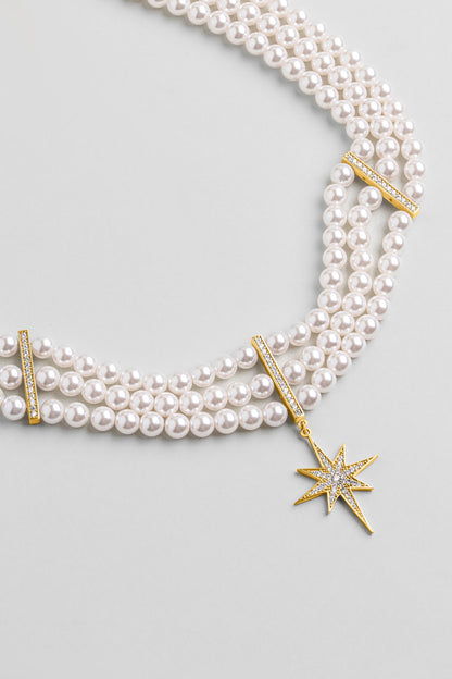 Audrey 18 Ayar Sarı Altın Kaplama 40 Cm Gümüş Choker Inci Kolye 1168576244