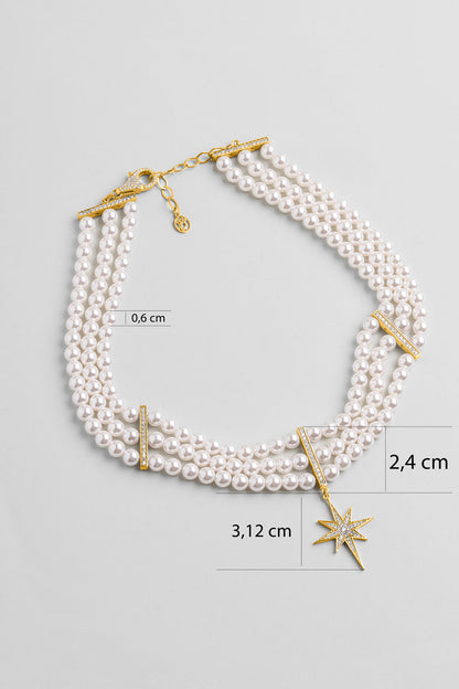 Audrey 18 Ayar Sarı Altın Kaplama 40 Cm Gümüş Choker Inci Kolye 1168576244