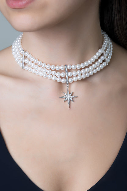 Audrey 18 Ayar Beyaz Altın Kaplama 40 Cm Gümüş Choker Inci Kolye 1168576299