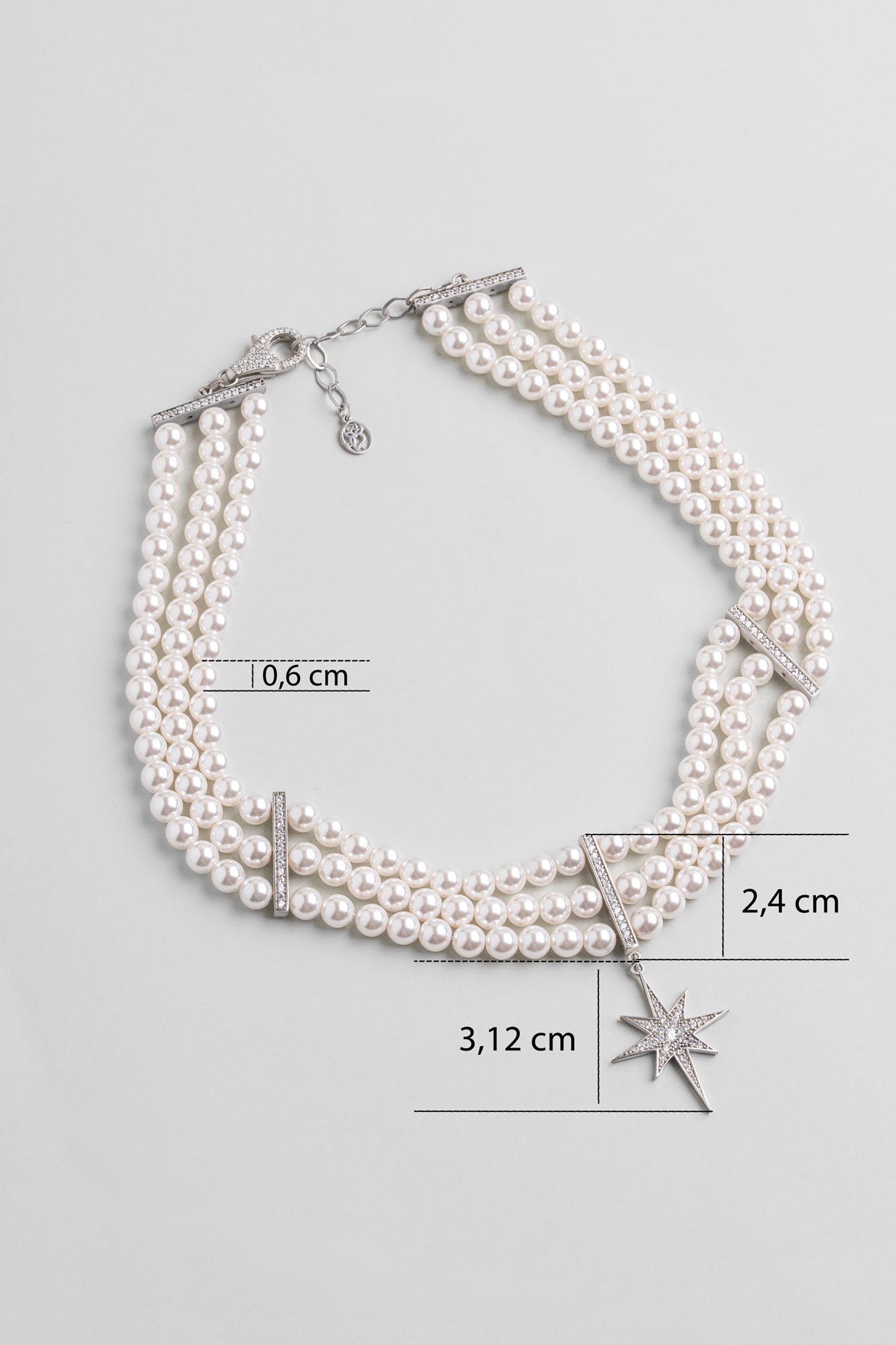 Audrey 18 Ayar Beyaz Altın Kaplama 40 Cm Gümüş Choker Inci Kolye 1168576299