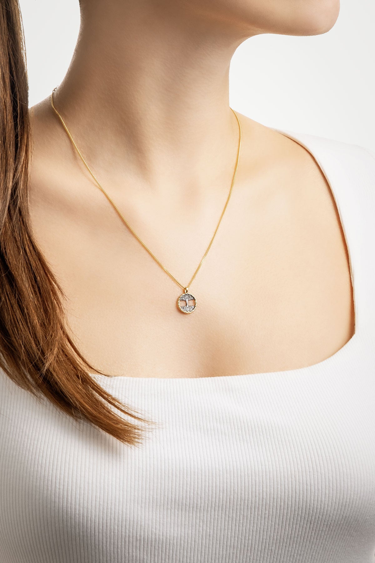 Hayat Ağacı 18 Ayar Sarı Altın Kaplama 45 Cm Gümüş Minimal Kolye 1169714499