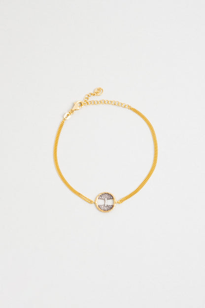 Hayat Ağacı 18 Ayar Sarı Altın Kaplama 20 Cm Gümüş Bileklik 1169774499